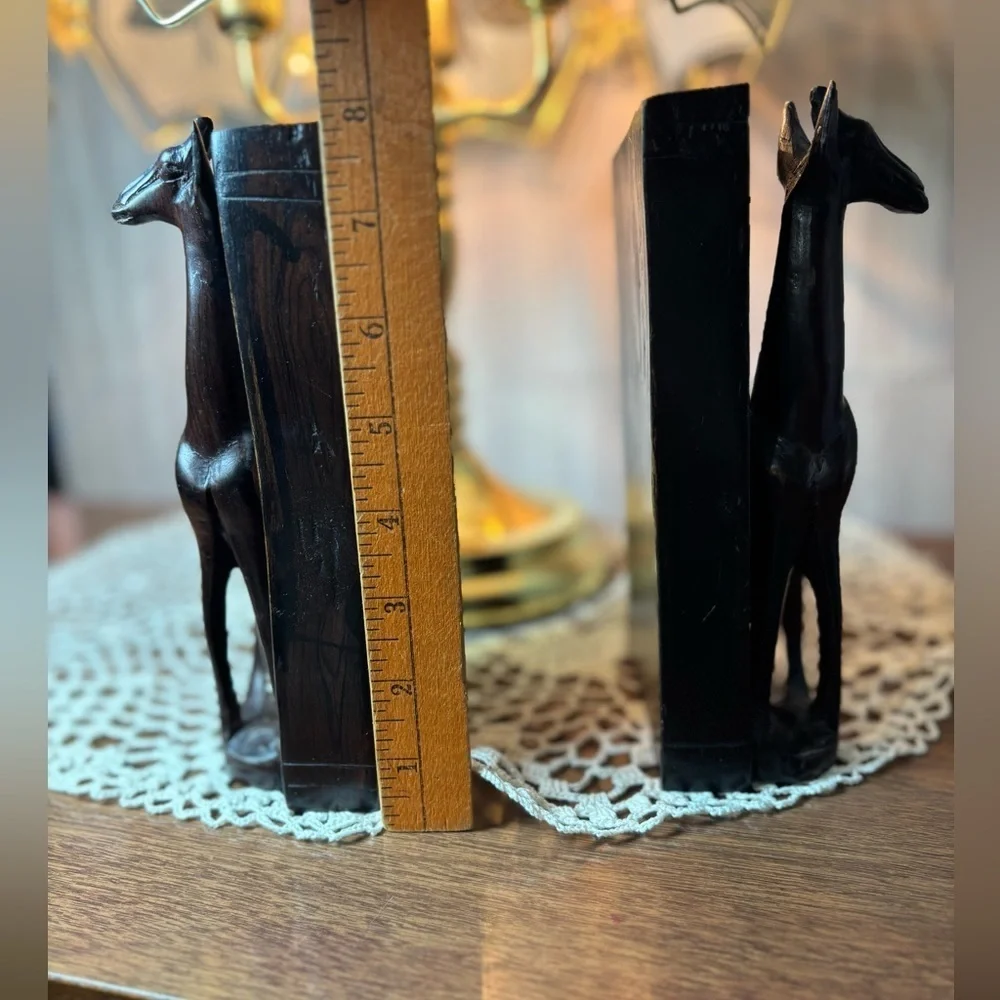 Ironwood Bookends Giraffe Carved Safari Animals Wildlife Nature Serengeti Unique